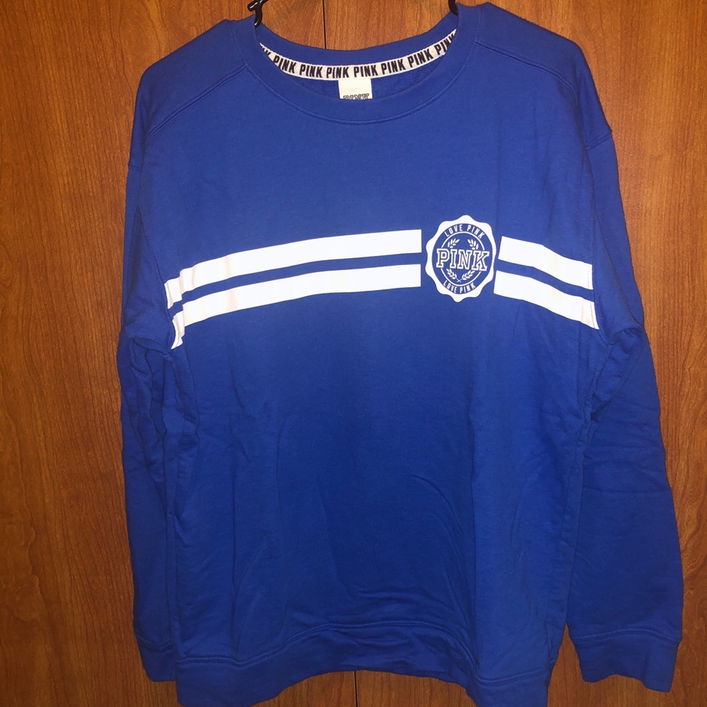 oversized blue crew neck sweatshirt. PINK brand